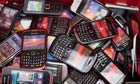 Pile of smart mobile phones