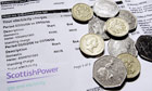 A ScottishPower electricity bill and some money