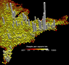 Image showing population density of the eastern portion of U.S.