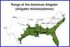 Range of the American Alligator - click to enlarge