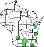 Distribution map of common teasel in Wisconsin