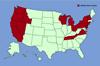 Click for distribution map of Eurasian watermilfoil; spiked watermilfoil.