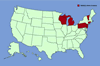 Click for distribution map of goutweed, bishop's weed, ground elder.