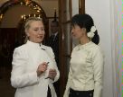 Date: 12/01/2011 Description: Secretary of State Hillary Clinton meets Daw Aung San Suu Kyi for dinner in Rangoon during her historic visit to Burma. © State Department photo by William Ng
