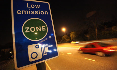 A 'low emission zone' sign in London.