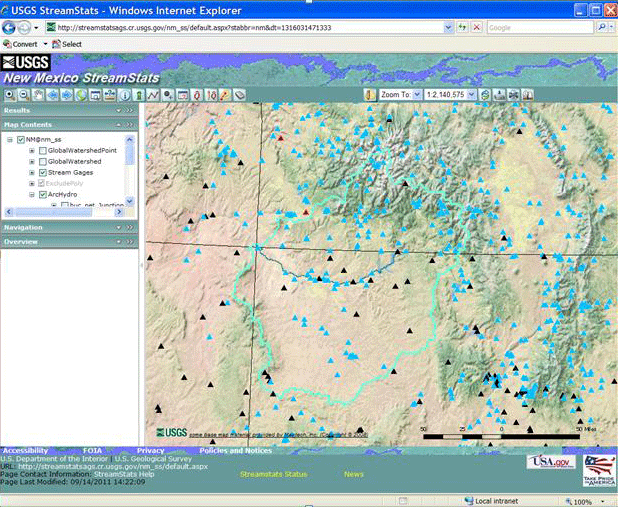 StreamStats user interface.