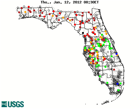 Current streamflow conditions in Florida; click to go to a live map.
