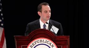 Reince Priebus at the podium after winning the post during the Republican National Committee Winter Meeting, Friday, Jan. 14, 2011 in Oxon Hill, Md. | AP Photo