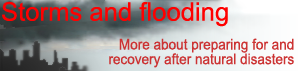 Storms and flooding, more on preparing for and recovery after natural disasters