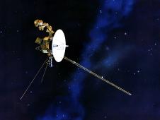 Artist's concept of the Voyager spacecraft in space.