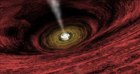Artist impression of a growing supermassive black hole located in the early Universe