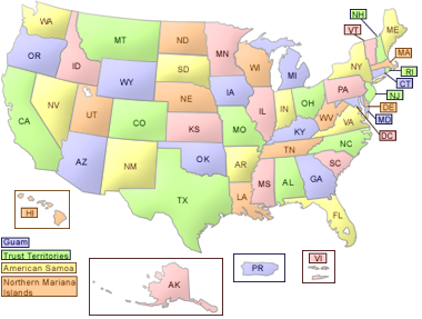 Map of US states