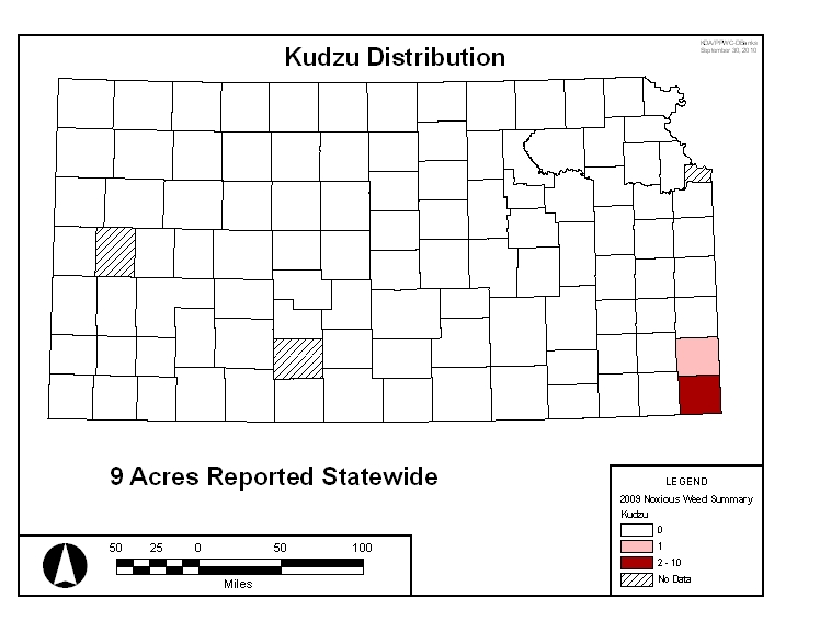 2009 Kudzu Distribution Map