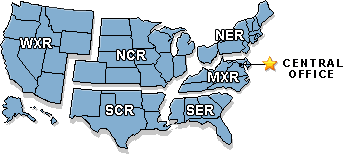 Map of our nationwide locations, separated into regions