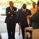 Photo: U.S. Transportation Secretary Ray LaHood (left) and RITA Deputy Administrator Gregory D. Winfree (center) tour the UMTRI installation facility.