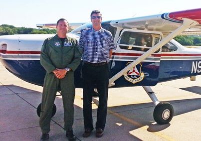 Photo: Brian Fabry, a manager at Omaha's Approach Control Facility, recently received an orientation flight courtesy of the Nebraska Wing's Omaha Composite Squadron – the first, he hopes, of many for air traffic controllers in the area. The purpose of the flight, piloted by Maj. Dave Coover, was to allow Fabry to become more familiar with the local flying area, learn more about CAP's mission and gain perspective on pilot workload. He’s investigating the feasibility of flying new controllers with CAP pilots as a part of a local area orientation. http://bit.ly/PPcinS