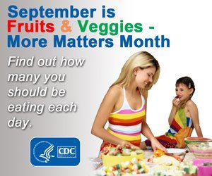 Photo: September is Fruits & Veggies – More Matters Month. Will you try to improve your health by eating more of each this month? Use our badge to spread the word! http://go.usa.gov/rVzh