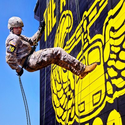 Photo: Photo of the Day: A soldier rappells down a tower during the Toughest Air Assault Soldier Competition during Week of the Eagles 2012 on Fort Campbell, Ky., Aug. 15, 2012. The soldier is assigned to the 101st Airborne Division's 2nd Brigade Combat Team. The overall event tested soldiers' physical endurance and tactical knowledge of aerial operations. U.S. Army photo