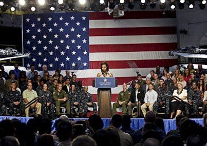 Photo: This week, First Lady Michelle Obama was at Naval Station Mayport, Fla. to announce, through the Joining Forces initiative, more than 2000 U.S. companies have hired 125,000 veterans and military spouses. This surpasses a goal set for the end of 2013!

Read the full story: http://tinyurl.com/98uadkf

White House photo by Chuck Kennedy