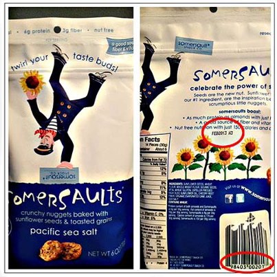 Photo: http://go.usa.gov/rE9V

Today, Somersault Snack Co., LLC, in cooperation with the U.S. Food and Drug Administration (FDA) is voluntarily recalling a limited number of packages of Somersaults Pacific Sea Salt 6oz. that were inadvertently mispackaged —limited quantities of Somersaults Santa Fe Salsa flavored product were inadvertently commingled with Somersaults Pacific Sea Salt flavored product in packages labeled as Somersaults Pacific Sea Salt 6oz. The inadvertent commingling of these two products introduced another allergen (milk) to the Somersaults Pacific Sea Salt 6oz. packages, and that allergen (milk) is not listed on the packaging as either an ingredient or an allergen.