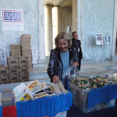 Photo: Today has been designated a National Day of Service to mark the anniversary of 9/11. I was honored to join with the @the_USO to stuff care packages for our troops. What are you doing this week to mark the anniversary? #USOCarePkg