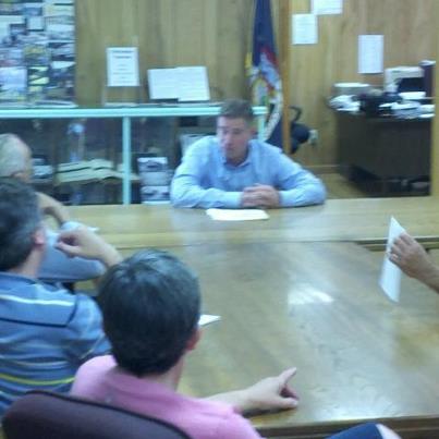 Photo: Meeting at the Colchester Town Hall in Downsville with local elected and community leaders Thursday to discuss their issues.