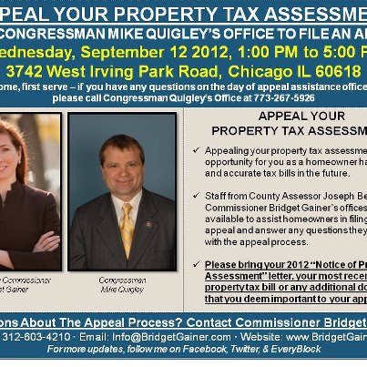 Photo: Do you need to appeal your property tax assessment? Our staff and staff from Commissioner Bridget Gainer's office are ready to assist. Join us tomorrow for help with the application process.