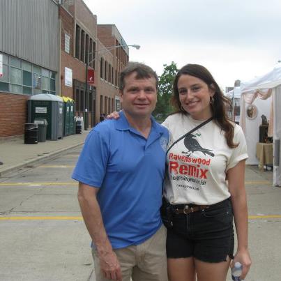 Photo: Mike stopped by Ravenswood Remix this weekend and met with Diana Kayser from the festival’s volunteer staff. Ravenswood Remix is a two-day art festival in Chicago featuring art made from recycled and found materials, with net proceeds benefitting local school art programs.