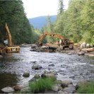 Photo: Oregon: Salmon River Aquatic Habitat Restoration Project
Pool excavation and ELJ construction in August 2010.