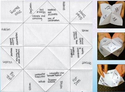 Photo: Have you ever tried to predict the future? Making a paper fortuneteller is a cool way to help others see the possible side effects of  prescription drug abuse. Download and print it here: http://1.usa.gov/MImxZk