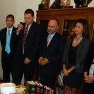 Photo: Members of Senator Akaka's staff honor the moment