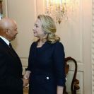 Photo: U.S. Secretary of State Hillary Rodham Clinton meets with Libya's Ambassador to the U.S. Ali Suleiman Aujali at the U.S. Department of State in Washington, D.C. on September 12, 2012. [State Department photo/ Public Domain]