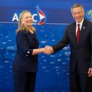 Photo: U.S. Secretary of State Hillary Rodham Clinton meets with Singaporean Prime Minister Lee Hsien Loong during the Asia-Pacific Economic Cooperation Leaders' Week in Vladivostok, Russia, September 8, 2012. [State Department photo by William Ng/Public Domain]