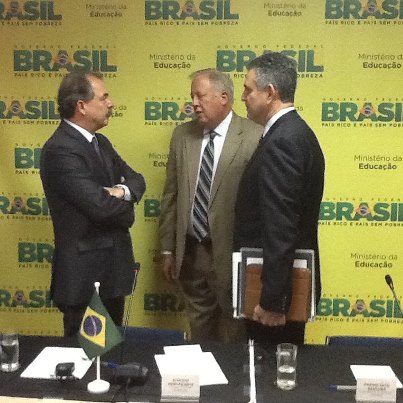 Photo: Brasilia, Brazil - Under Secretary Sanchez (right) meets with Brazil's Minister of Education Aloisio Mercadante (left) and U.S. Ambassador to Brazil Thomas Shannon as part of the Education Trade Mission to Brazil on August 31, 2012.