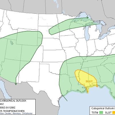 Photo: While Tropical Storm Isaac continues to weaken as it moves over central Louisiana, isolated tornadoes are possible along the central gulf coast region and parts of the lower Mississippi Valley through today. Here’s the latest severe weather outlook from the NWS Storm Prediction Center...

http://go.usa.gov/Rvk