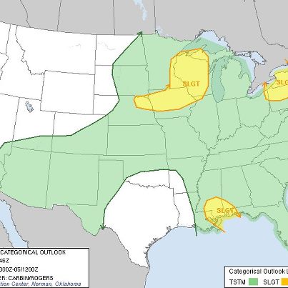 Photo: Risk of Severe Weather Across Upper Midwest, Eastern Great Lakes and North-Central Gulf Coast

The NWS Storm Prediction Center is forecasting a risk of severe thunderstorms for Tuesday afternoon and evening across parts of the Upper Midwest — from eastern Nebraska to northern Michigan — as well as parts of the eastern Great Lakes — including northeastern Ohio, western Pennsylvania and New York — and the north-central Gulf Coast. The main threat with any developing storms will be large hail, especially for the Upper Midwest, and damaging wind. Details...

http://go.usa.gov/Rvk