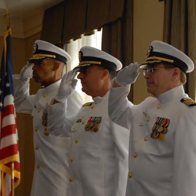 Photo: Naval Legal Service Office Mid-Atlantic held a change of command
ceremony Aug. 26. During the traditional change of command ceremony, presided over by the Deputy Judge Advocate General of the Navy and Commander, Navy Legal Service Command Rear Adm. James W. Crawford III, Capt. Michael T. Palmer was relieved by Capt. Charles N. Purnell.