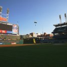 Photo: SOC (SEAL) Brad Woodard makes his final approach into Progressive Field during a practice jump, Friday August 31 2012