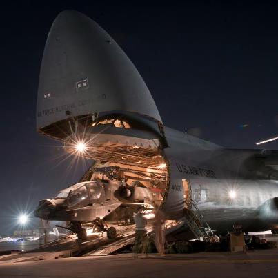 Photo: Photo of the Day: Airmen and Soldiers load a U.S. Army AH-64 Apache attack helicopter aboard a U.S. Air Force C-5B Galaxy at Bagram Air Field, Afghanistan. C-5 Aircrews and maintainers from the West Virginia National Guard’s 167th Airlift Wing assist in the relief in place/transfer of authority from the departing 82nd Combat Aviation Brigade and arriving 101st Combat Aviation Brigade.