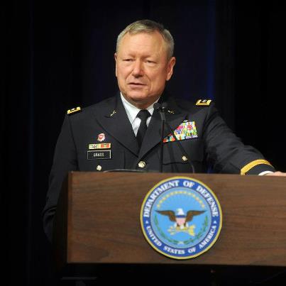 Photo: Promotion of Army Lt. Gen. Frank Grass to General and change of responsibility ceremony swearing in Gen. Grass as the 27th Chief of the National Guard Bureau in the Pentagon Auditorium on Sept. 7, 2012. (Army National Guard photo by Sgt. 1st Class Jim Greenhill) (Released) Public Domain