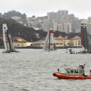 Photo: SAN FRANCISCO - A Coast Guard boatcrew aboard a 25-foot response boat patrols the perimeter of the race area for the 2012 America's Cup World Series races in San Francisco, Aug. 23. The Coast Guard enforced safety zones around the races to ensure the safety of the spectators and the race participants. U.S. Coast Guard photo by Chief Petty Officer Mike Lutz.