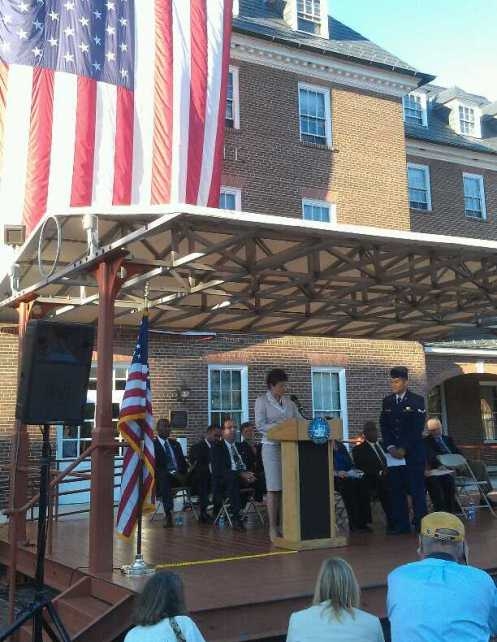 Valerie Jarrett speaks to new citizens in Alexandra, VA