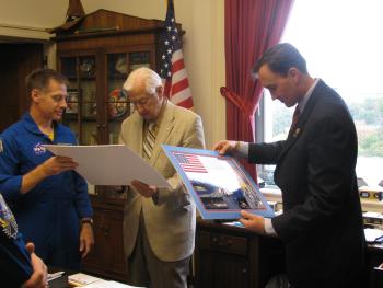 Congressman Olson at a ceremony honoring Chairman Hall and the STS-135 crew