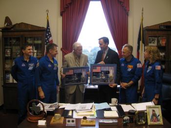 Congressman Olson at a ceremony honoring Chairman Hall and the STS-135 crew