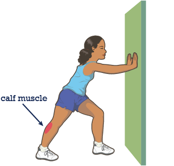 Illustration of girl doing a calf stretch