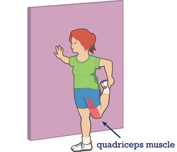 Illustration of girl doing a quad stretch