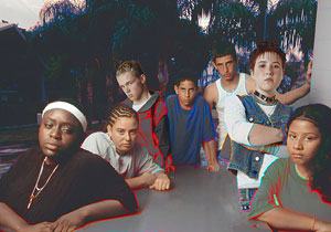 Stylized photo of seven teenagers