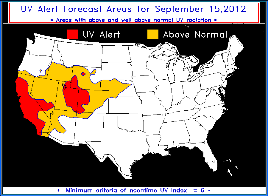 UV Alert Forecast Map - Click to enlarge