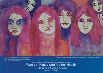 An image of a Center for Mental Health Services Conference poster, featuring a painting of six female faces by artist Anna Caroline Jennings