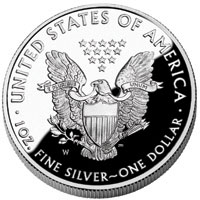 American Eagle Silver Proof Coin - reverse image